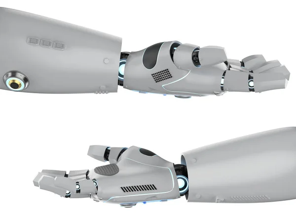 Rendering Robot Hand Öppna Eller Förlänga Isolerad Vit Bakgrund — Stockfoto