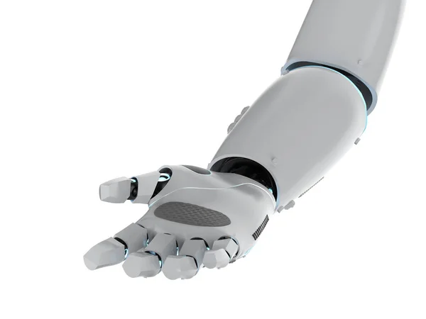 Rendering Robot Hand Öppna Eller Förlänga Isolerad Vit Bakgrund — Stockfoto