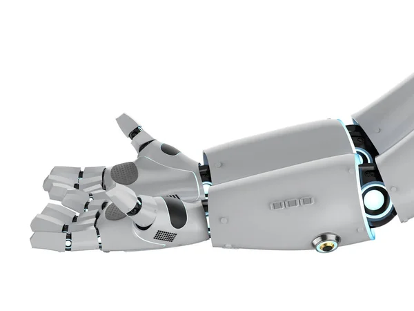 Rendering Robot Hand Öppna Eller Förlänga Isolerad Vit Bakgrund — Stockfoto