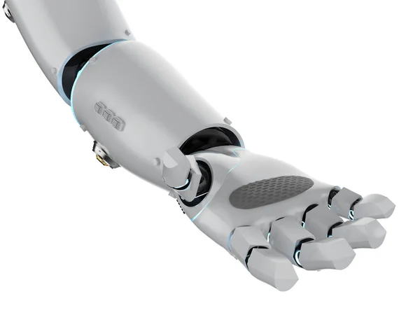 Rendering Robot Hand Öppna Eller Förlänga Isolerad Vit Bakgrund — Stockfoto