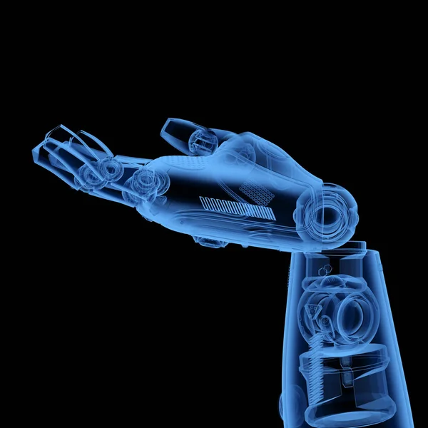 3d rendering x-ray robot hand isolated on black background