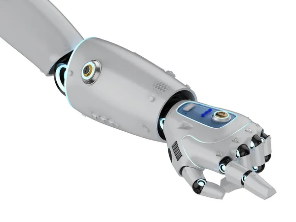 Rendering Robot Mano Dito Punto Isolato Sfondo Bianco — Foto Stock