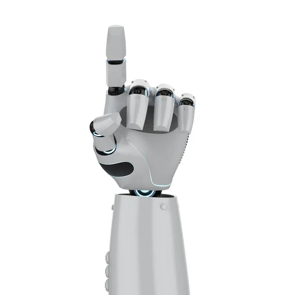 Рендеринга Робота Пальца Руки Белом Фоне — стоковое фото