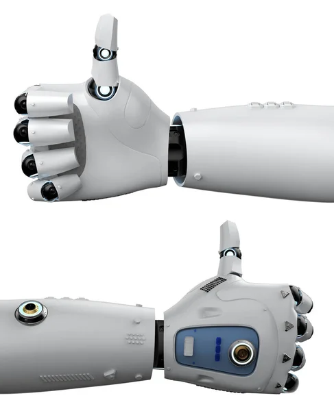 3D渲染机器人手隔离在白色背景下 — 图库照片