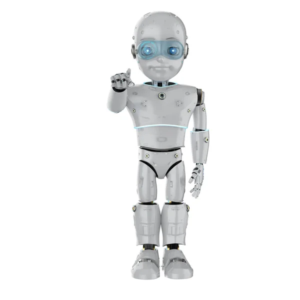 Rendering Cute Robot Artificial Intelligence Robot Cartoon Character Finger Point — Stock Photo, Image