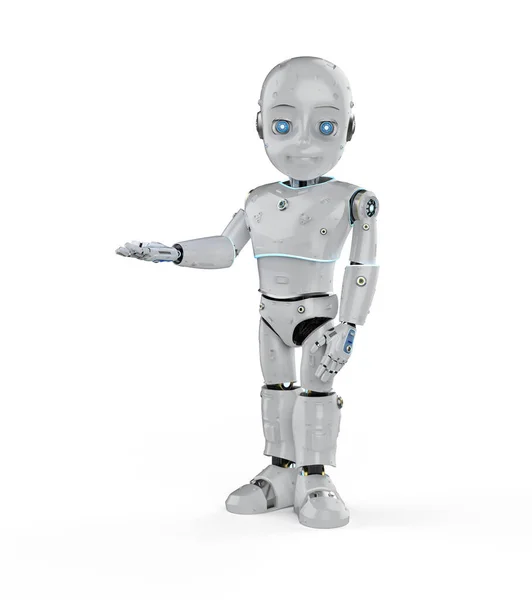 Vykreslování Roztomilý Robot Nebo Umělá Inteligence Robot Kresleným Charakterem Otevřené — Stock fotografie