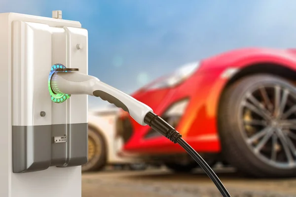 3d rendering EV charging stations or electric vehicle recharging stations