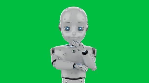 Rendering Cute Robot Artificial Intelligencerobot Cartoon Character Look Think Green — Stock Video