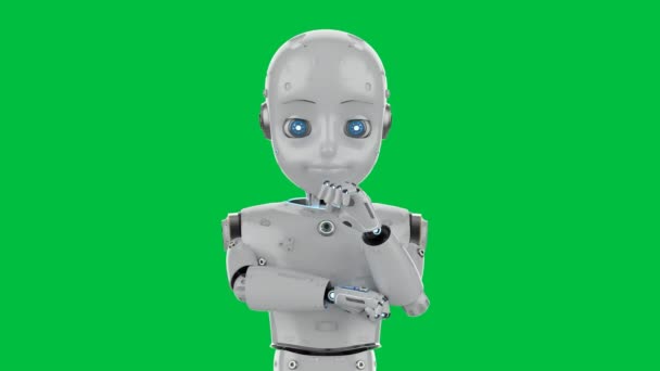 Rendering Niedlicher Roboter Oder Künstlicher Intelligencerobot Mit Zeichentrickfigur Schauen Sich — Stockvideo