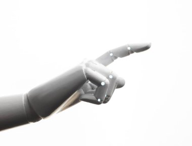 Beyaz robot parmak izi beyaz arkaplanda izole edildi