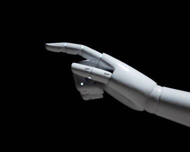 Beyaz robot parmak izi siyah arkaplanda izole edildi