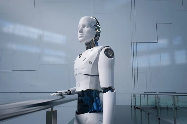 Καθιστώντας Τεχνητή Νοημοσύνη Ρομπότ Cyborg Ατενίζοντας Προς Εμπρός — Φωτογραφία Αρχείου