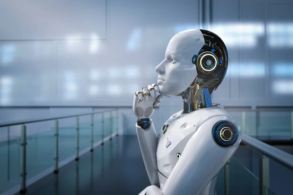 Renderizado Robot Inteligencia Artificial Cyborg Analizar Calcular —  Fotos de Stock