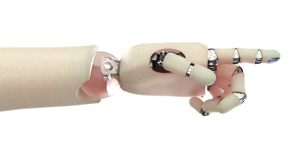 Рендеринга Робота Пальца Руки Человеческой Кожей Изолированы Белом — стоковое фото