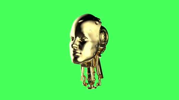 Золотий робот ізольований на зеленому екрані — стокове відео