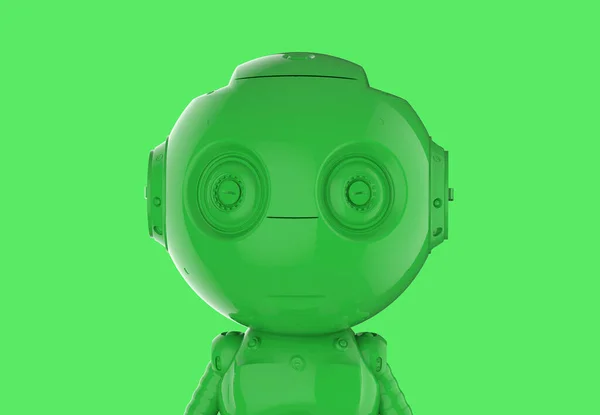 Yeşil Arkaplanda Yeşil Tek Renk Robotu Oluşturuluyor — Stok fotoğraf