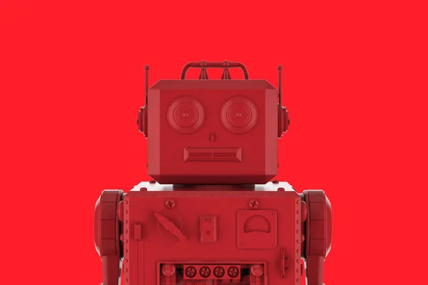 Rendering Single Color Red Robot Red Background — Stock Photo, Image