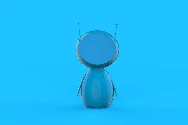 Рендеринг Одноцветный Синий Робот Синем Фоне — стоковое фото