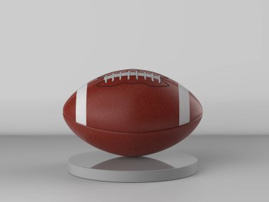 Gri arkaplanda 3D Amerikan futbol topu.