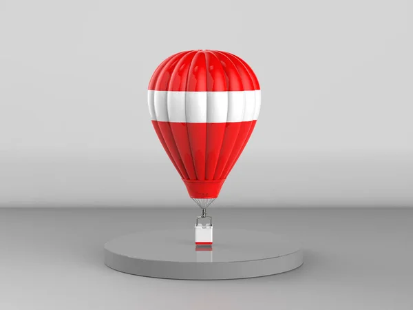 Renderowania Czerwony Balon Gorące Powietrze Szarym Tle — Zdjęcie stockowe