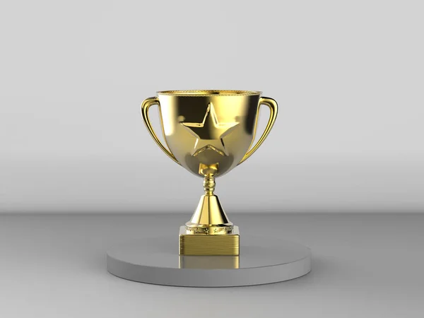 Rendering Gold Star Trophy Stage — Stock Photo, Image