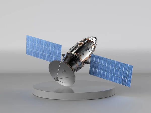 Rendering Satelliet Schotel Grijze Achtergrond — Stockfoto