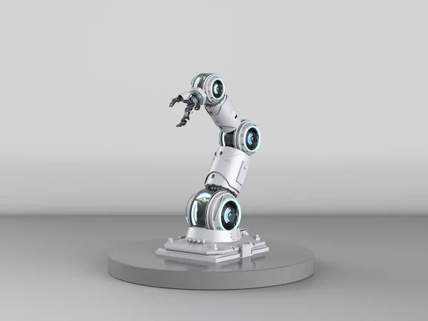 Rendering Robotic Arm Grey Background — Stock Photo, Image