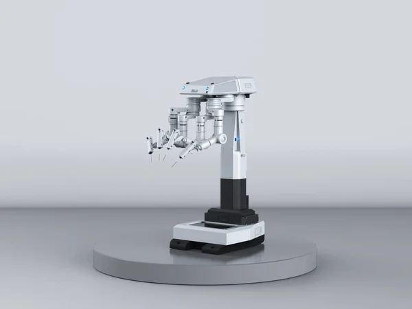 Концепція Медичних Технологій Тривимірним Операційним Роботом Сірому Фоні — стокове фото