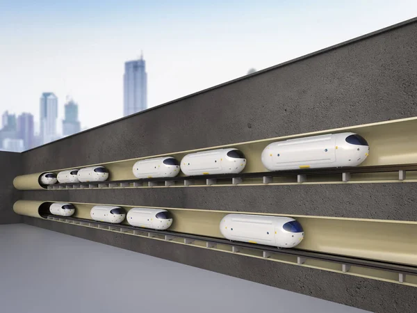 Transportation technology with 3d rendering high speed automation trains in tunnels