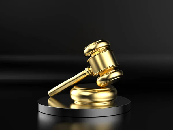 Rendering Golden Gavel Judge Black Background — Stock Photo, Image