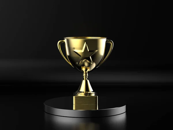 Rendering Gold Star Trophy Black Background — Stock Photo, Image