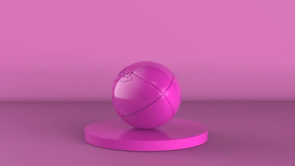 Darstellung Rosa Rugby Ball Auf Rosa Hintergrund Filmmaterial — Stockvideo