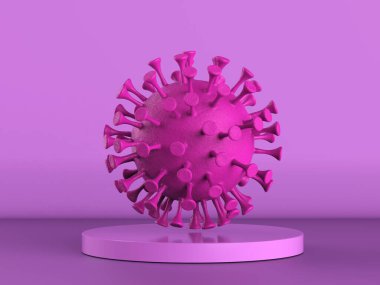 Pembe arka planda 3D Pembe bakteri veya virüs hücresi oluşturma 