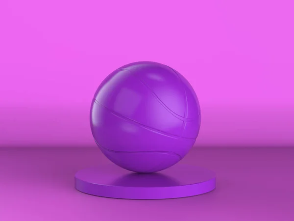 Рендеринг Фиолетовый Баскетбольный Мяч Фиолетовом Фоне — стоковое фото