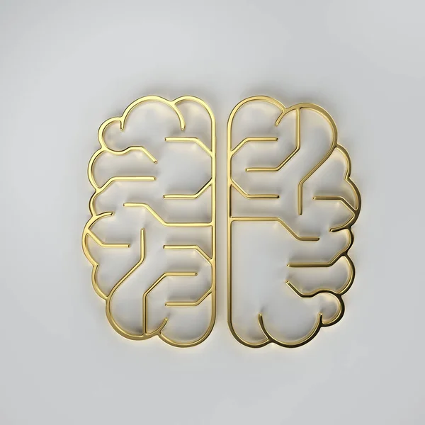 Representación Dorada Inteligencia Artificial Cerebro Placa Circuito Forma Cerebro — Foto de Stock