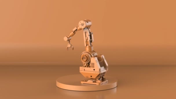 Rendering Gul Robotic Arm Gul Bakgrund Bilder — Stockvideo