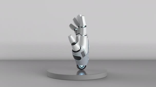 Braccio Robotico Rendering Sfondo Grigio — Video Stock