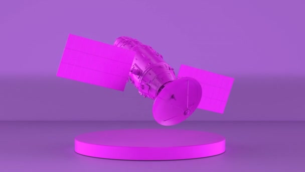 Renderização Roxo Parabólica Antena Palco Com Fundo Roxo Imagens — Vídeo de Stock