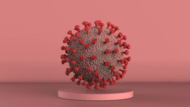 Rendering Corona Virus Cell Bacteria Cell Red Background Footage — Stock Video