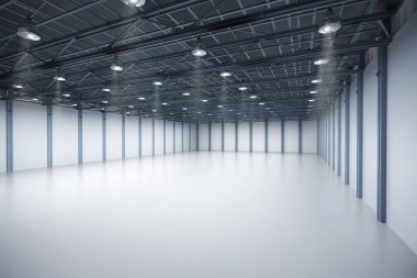 3D boş fabrika iç döşeme kolye lambaları