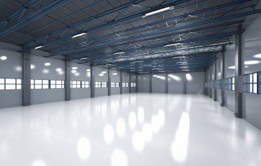 3D boş fabrika iç döşeme kolye lambaları