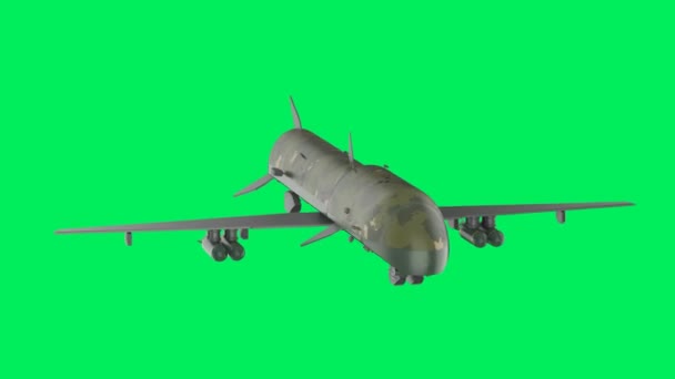 Rendering Military Drone Isolated Green Screen Footage — Stock Video