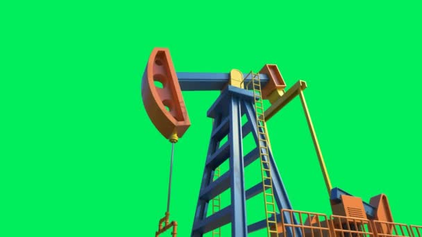 Crude Oil Pump Oil Rig Green Screen Footage — Stock Video