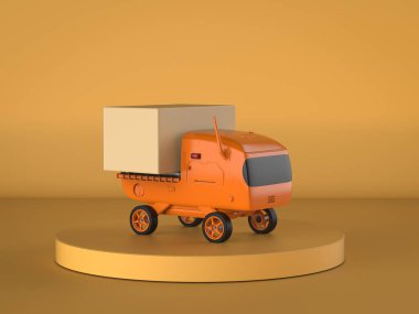3D dağıtım robotu taşıma kutusu olan otomasyon deposu konsepti
