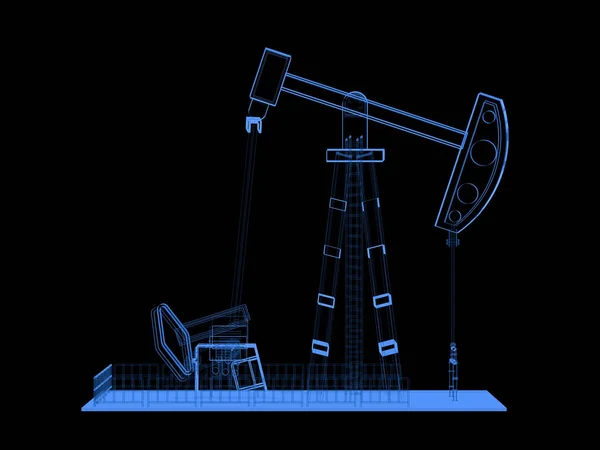 Representación Bomba Petróleo Crudo Rayos Plataforma Aceite Sobre Fondo Negro —  Fotos de Stock