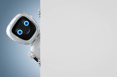 Beyaz boş alanı olan 3d hazırlama robotu yardımcısı