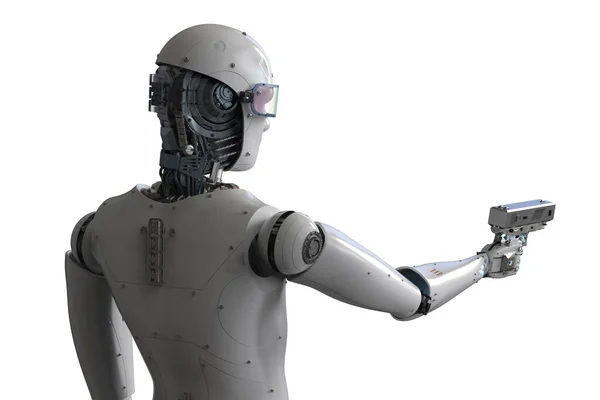 Robot Renderizado Pistola Retención Cyborg —  Fotos de Stock