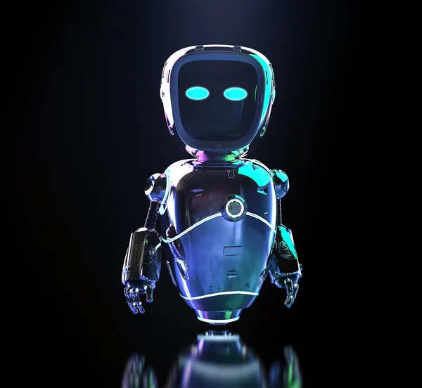 Renderizado Robot Asistente Brillante Sobre Fondo Oscuro — Foto de Stock