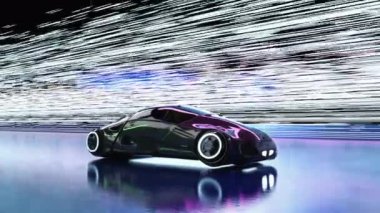 Sürücüsüz araba veya 3D görüntülü otonom araba 4K görüntüsü