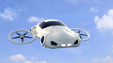 Mavi gökyüzünde uçan araba ya da hava aracı